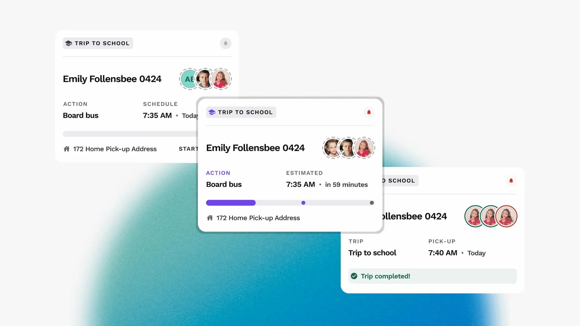 Real-Time School Bus Tracking App interface