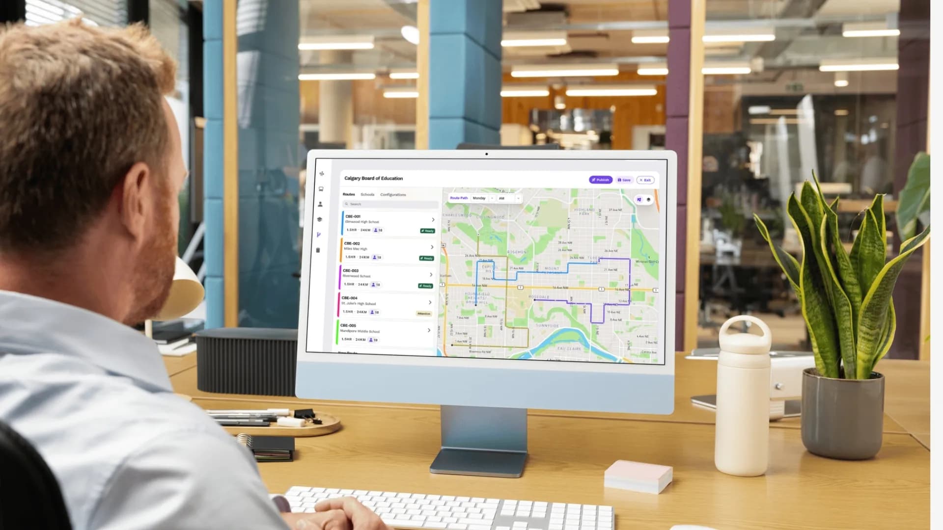 Product visual for the Veza school bus routing system