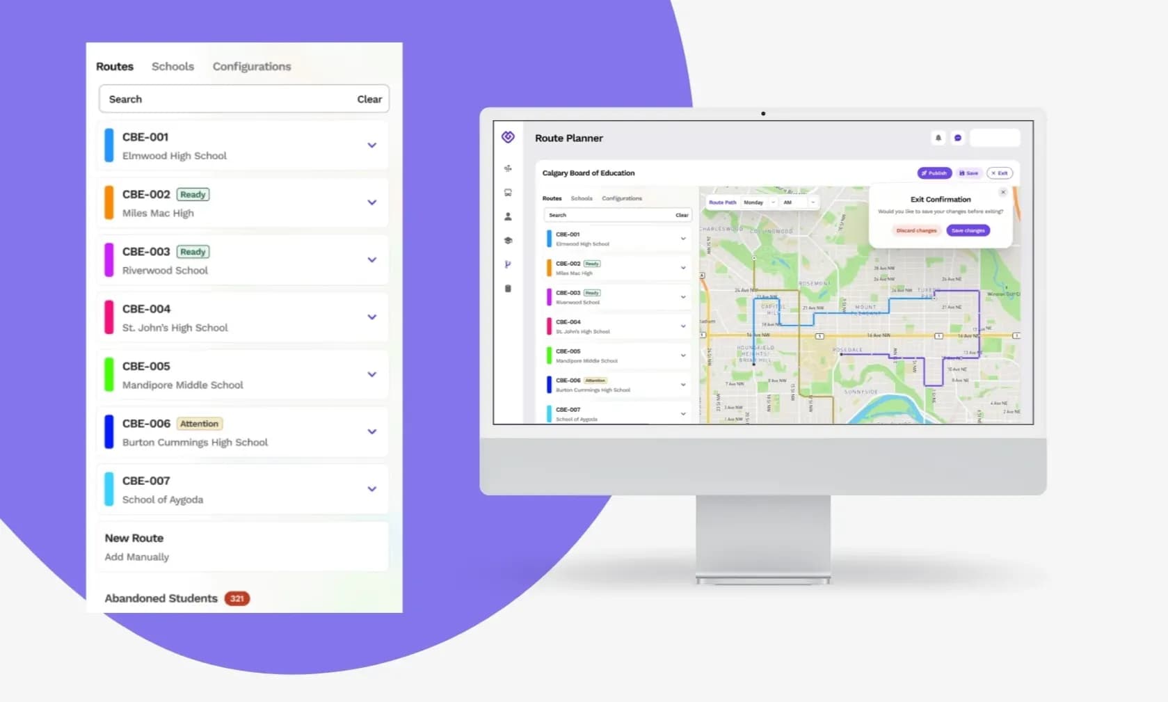 Custom Bus Routing System interface
